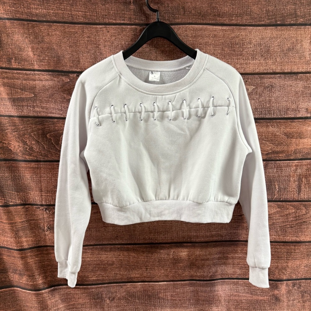 BuffBunny Cream Cropped Ruffled Sweatshirt